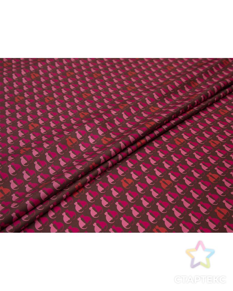 Блузочно-плательный шелк твил с рисунком "Кошечки", в розовых тонах арт. ГТ-8339-1-ГТ-39-10206-13-21-1 2