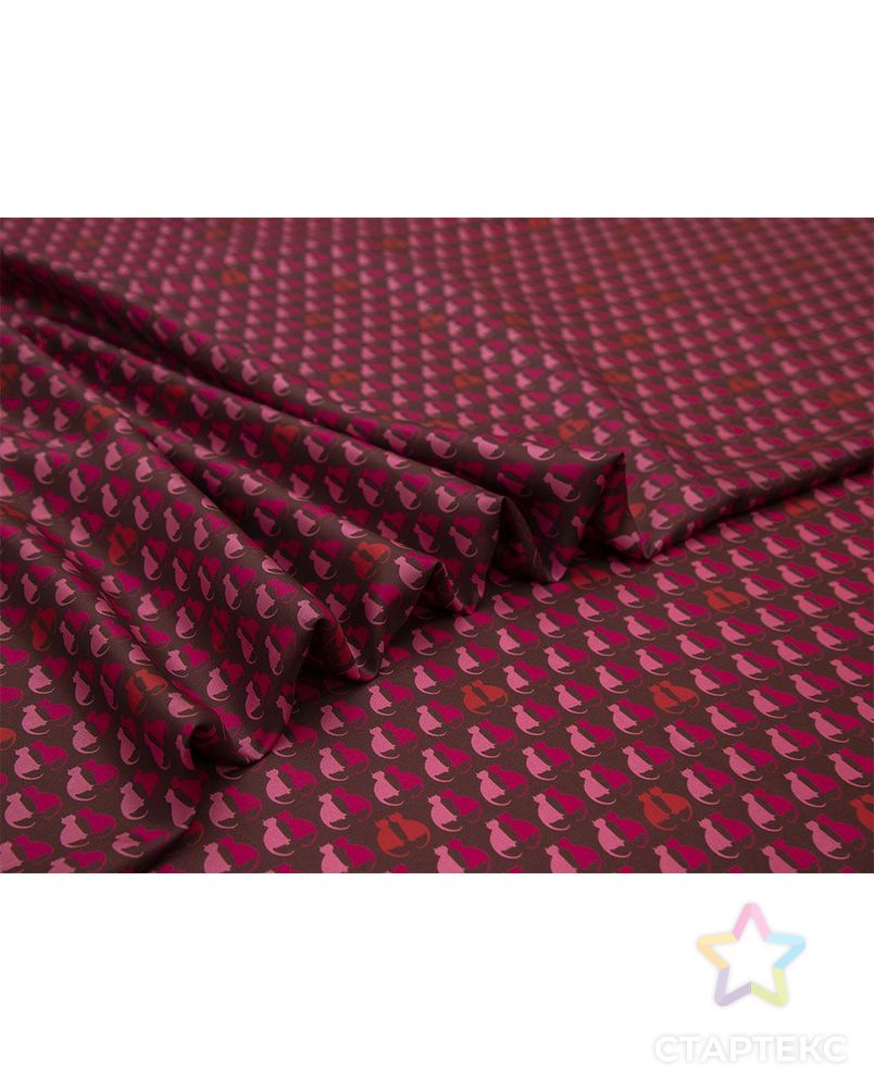 Блузочно-плательный шелк твил с рисунком "Кошечки", в розовых тонах арт. ГТ-8339-1-ГТ-39-10206-13-21-1 3