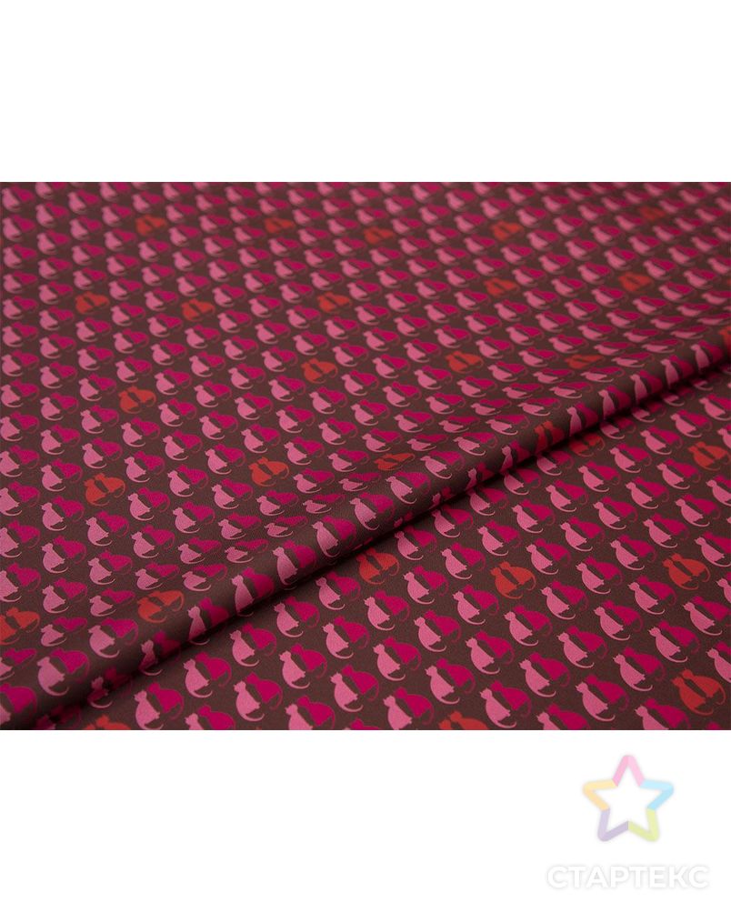 Блузочно-плательный шелк твил с рисунком "Кошечки", в розовых тонах арт. ГТ-8339-1-ГТ-39-10206-13-21-1 6