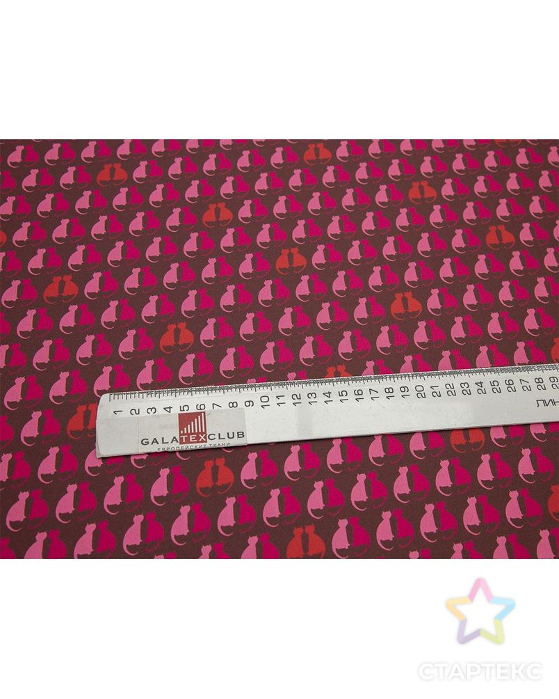 Блузочно-плательный шелк твил с рисунком "Кошечки", в розовых тонах арт. ГТ-8339-1-ГТ-39-10206-13-21-1 7