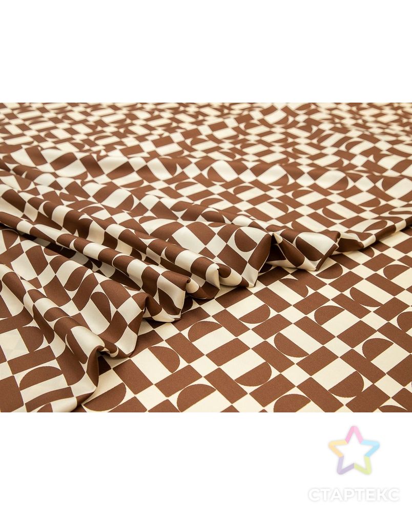 Блузочно-плательный шелк твил с геометрическим рисунком, цвет шоколадно-белый арт. ГТ-8373-1-ГТ-39-10220-14-21-1 3