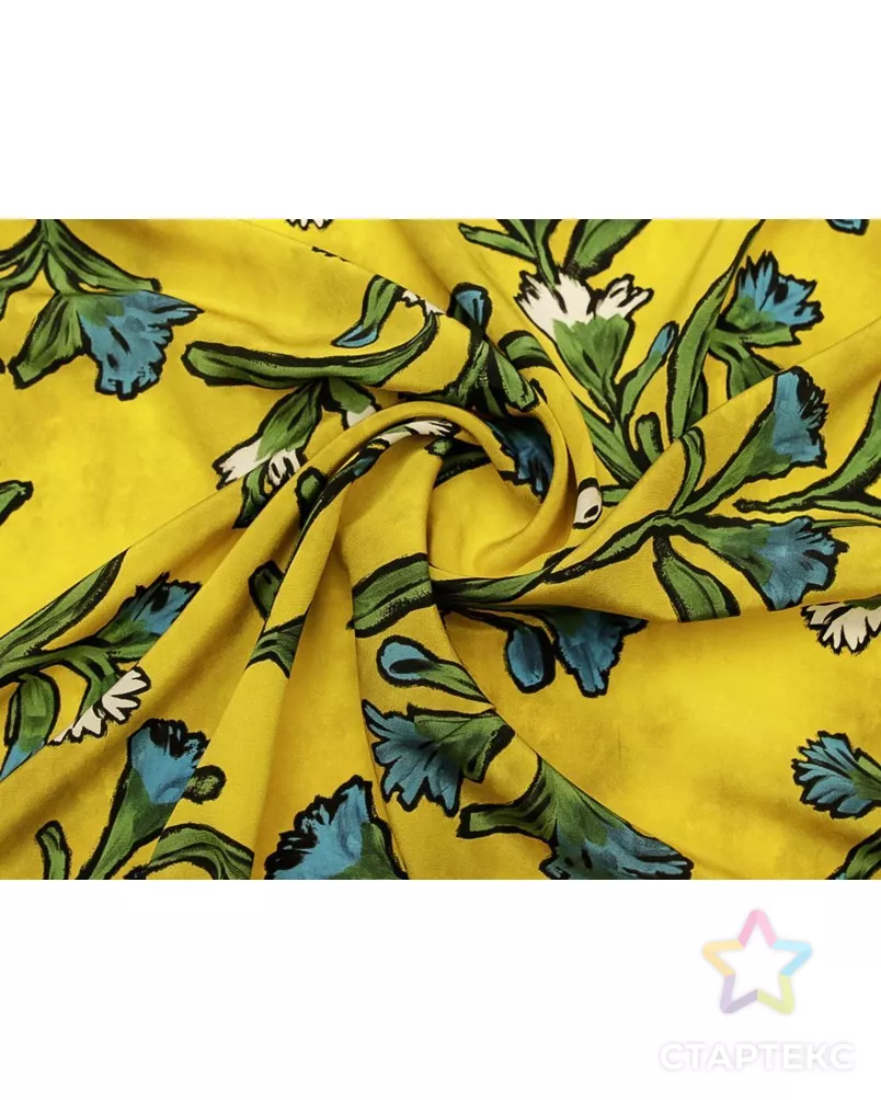 Блузочно-плательный шелк креповый "Цвета" на желтом фоне арт. ГТ-8898-1-ГТ-39-10763-10-21-1 - рис. 1