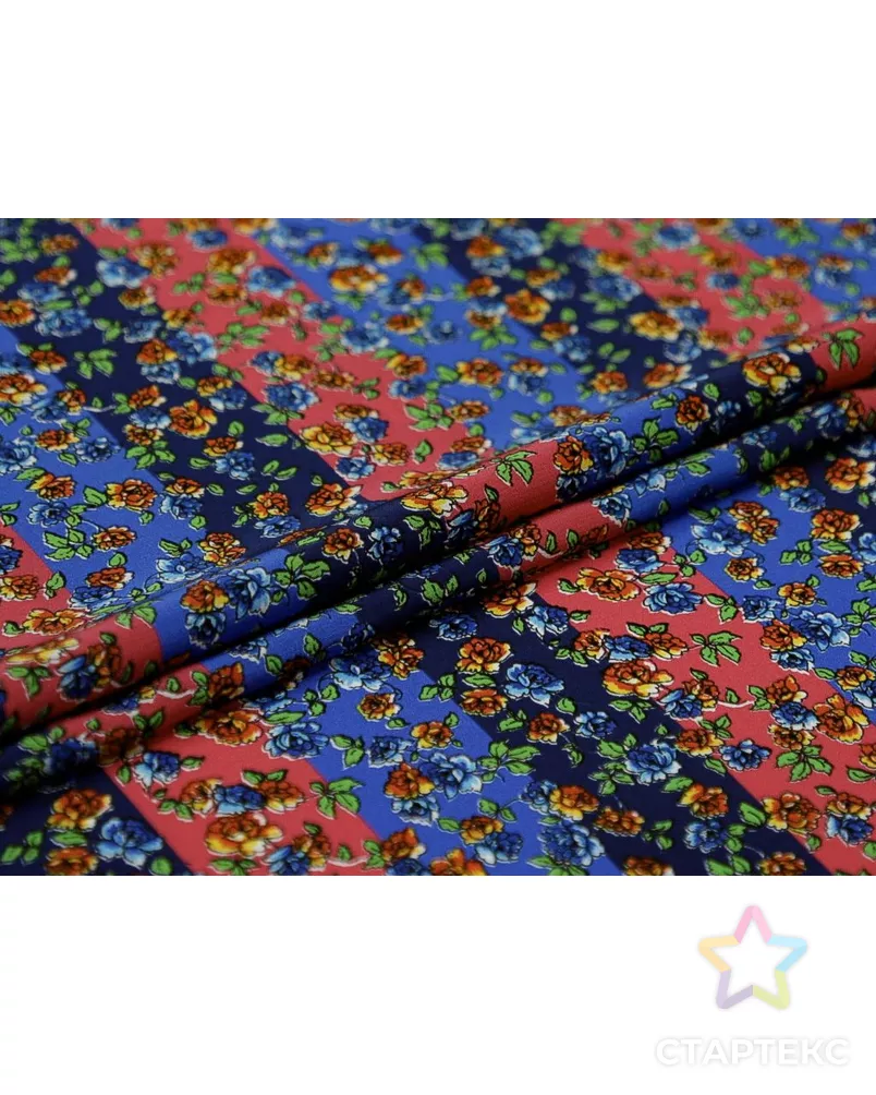 Блузочно-плательный шелк креповый "Розочки" на полосатом фоне арт. ГТ-8906-1-ГТ-39-10771-10-21-1 - рис. 2