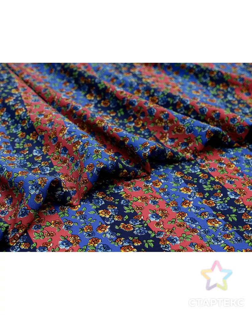 Блузочно-плательный шелк креповый "Розочки" на полосатом фоне арт. ГТ-8906-1-ГТ-39-10771-10-21-1 - рис. 3