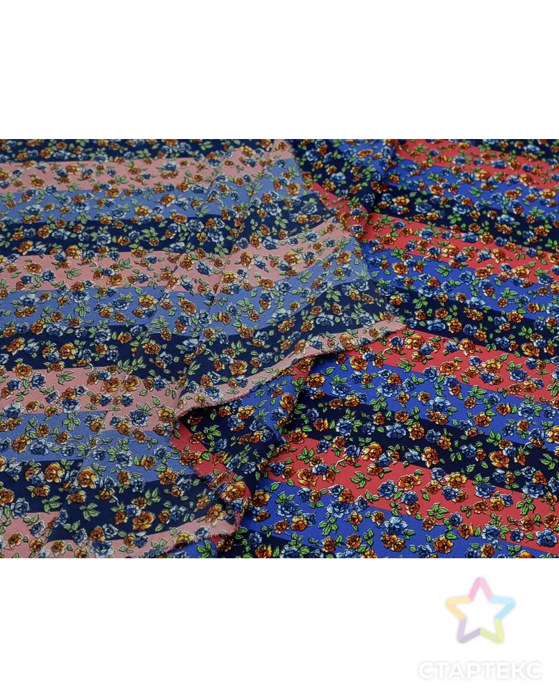 Блузочно-плательный шелк креповый "Розочки" на полосатом фоне арт. ГТ-8906-1-ГТ-39-10771-10-21-1 - рис. 5