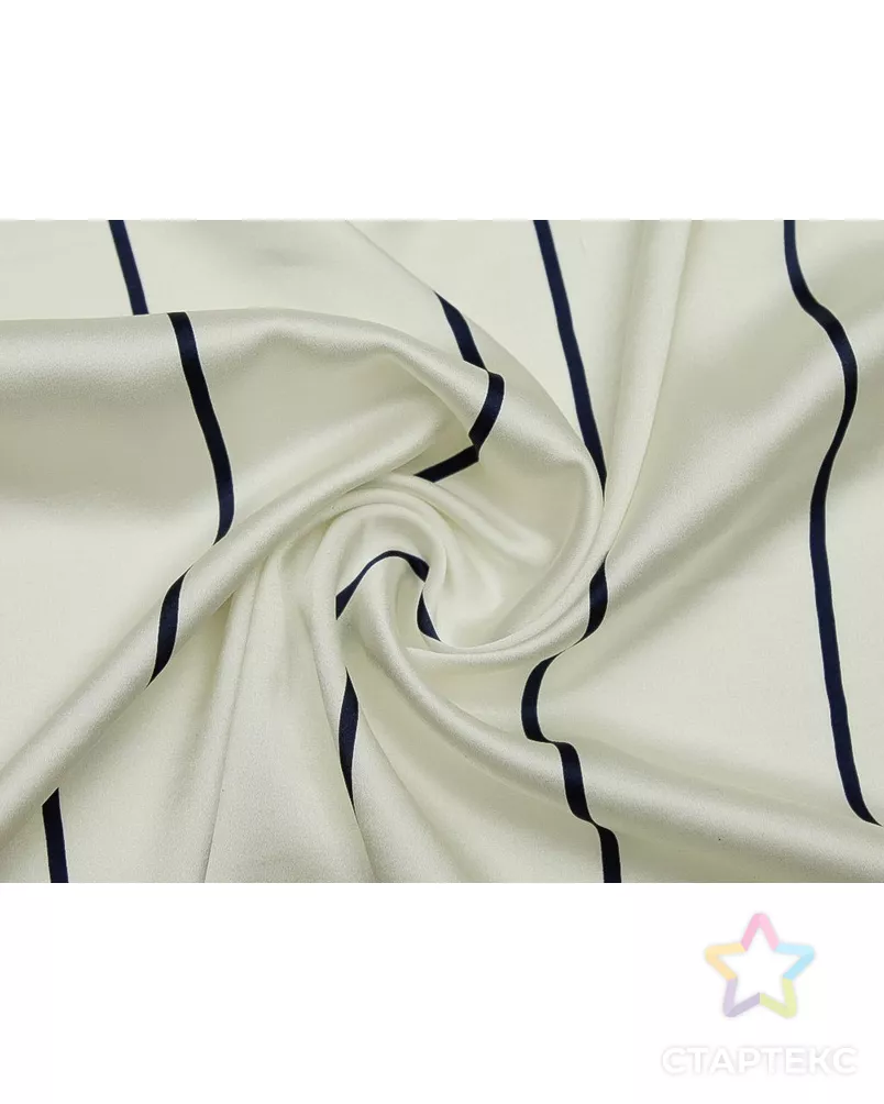 Шёлк, на белом фоне тёмно-синие полоски арт. ГТ-9160-1-ГТ-39-11041-3-2-1 - рис. 1