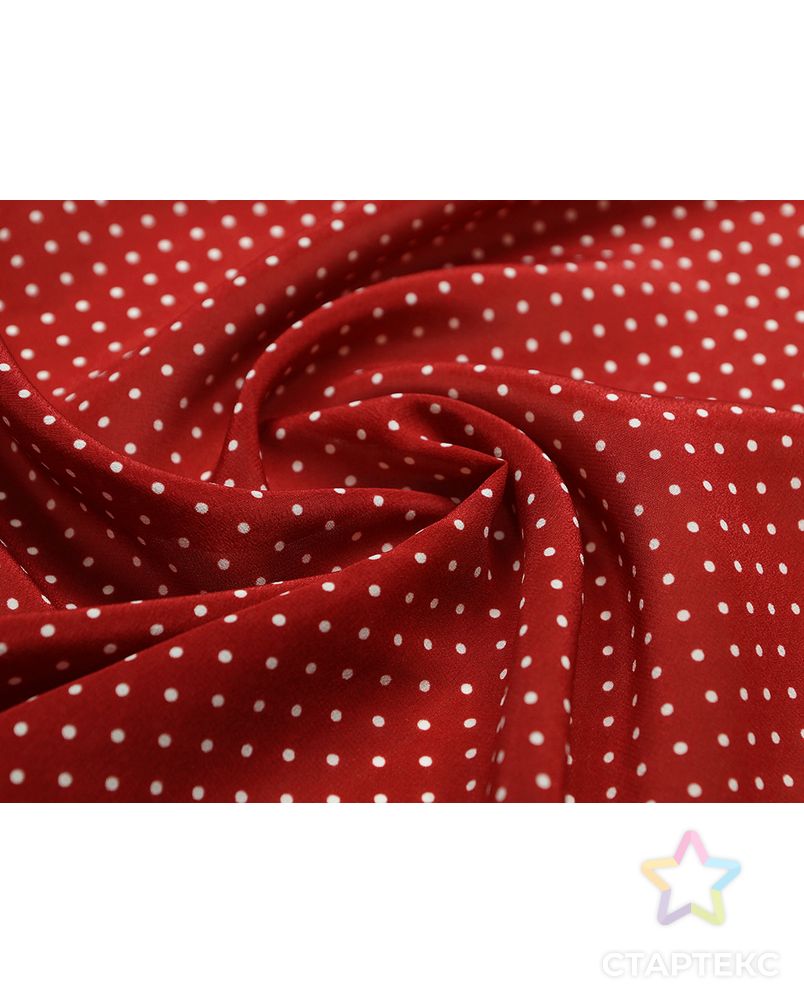 Блузочный шелк в белый горошек на красном фоне арт. ГТ-4596-1-ГТ-39-6156-9-16-1 1