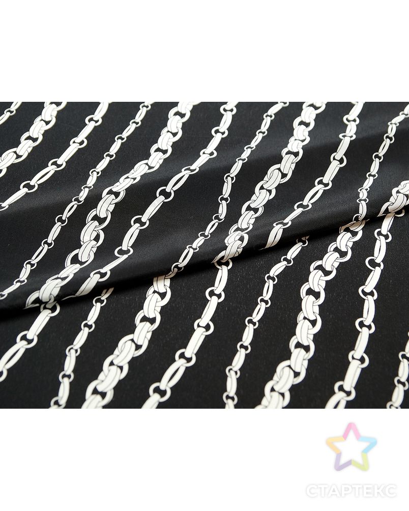 Блузочный шелк черного цвета с принтом цепи арт. ГТ-4611-1-ГТ-39-6177-2-37-1 2