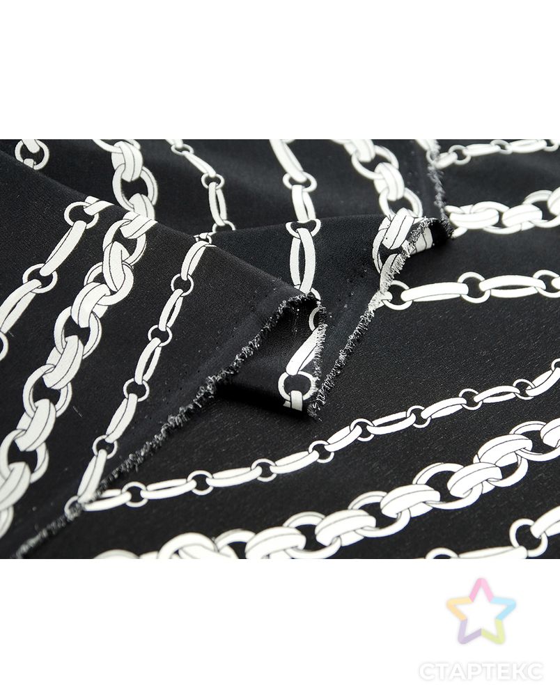 Блузочный шелк черного цвета с принтом цепи арт. ГТ-4611-1-ГТ-39-6177-2-37-1