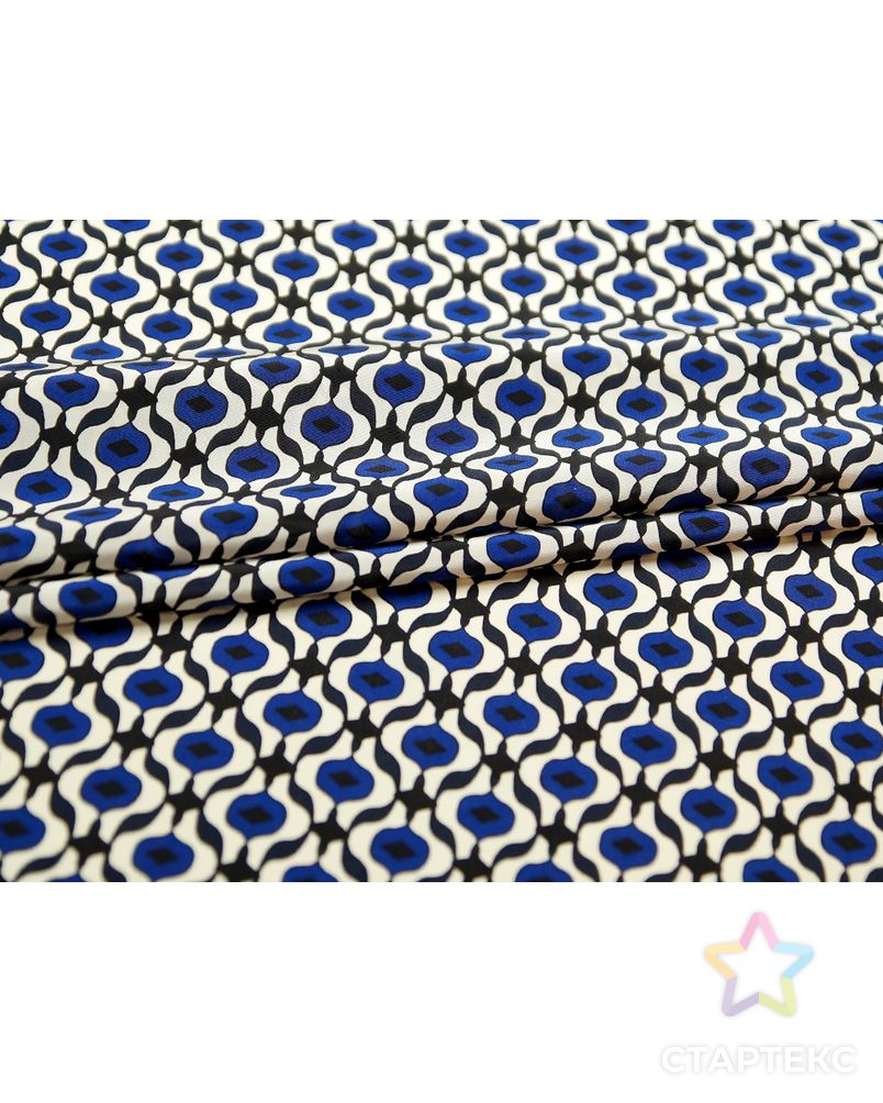 Блузочно-плательный шелк с орнаментом в бело-голубых тонах арт. ГТ-4800-1-ГТ-39-6394-8-21-1