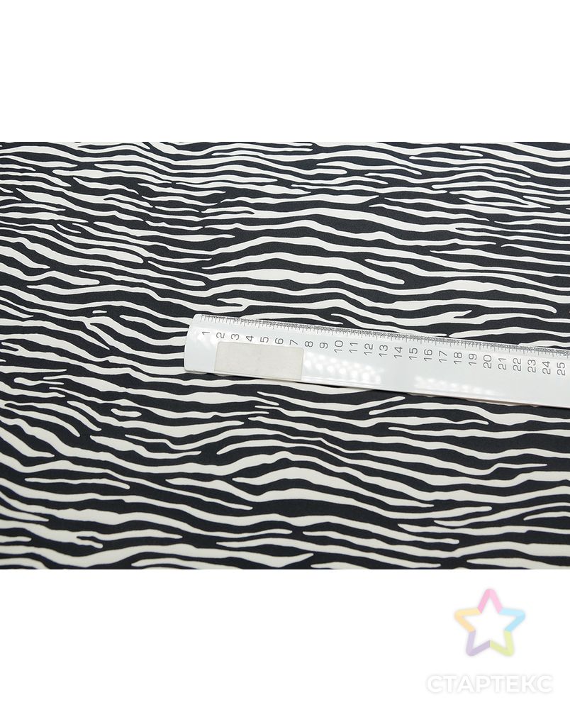 Блузочно-плательный шелк-твил с рисунком "зебра", цвет черно-белый арт. ГТ-5665-1-ГТ-39-7407-8-37-1 5