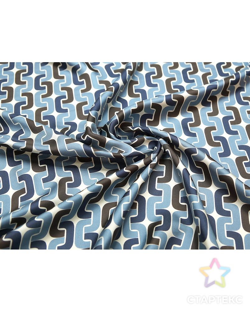 Блузочно-плательный шелк-твил с рисунком "звенья цепи", цвет черно-синий арт. ГТ-5666-1-ГТ-39-7410-2-21-1 4