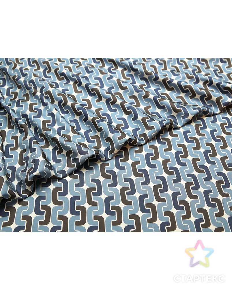 Блузочно-плательный шелк-твил с рисунком "звенья цепи", цвет черно-синий арт. ГТ-5666-1-ГТ-39-7410-2-21-1 6