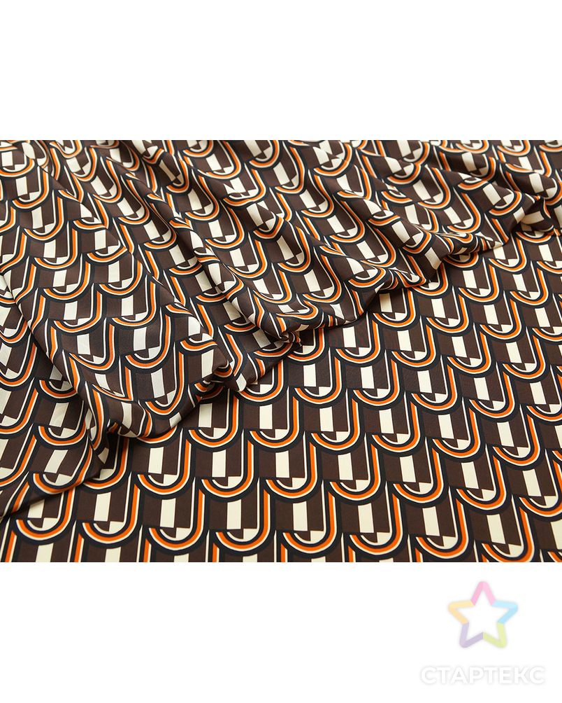 Блузочно-плательный шелк с рисунком "геометрия", в коричневых цветах арт. ГТ-5673-1-ГТ-39-7411-2-21-1