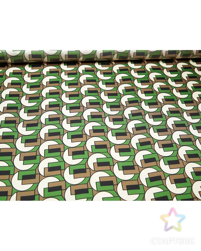 Блузочно-плательный шелк-твил с геометрическим рисунком, цвет коричнево-зеленый арт. ГТ-5670-1-ГТ-39-7416-2-21-1 4