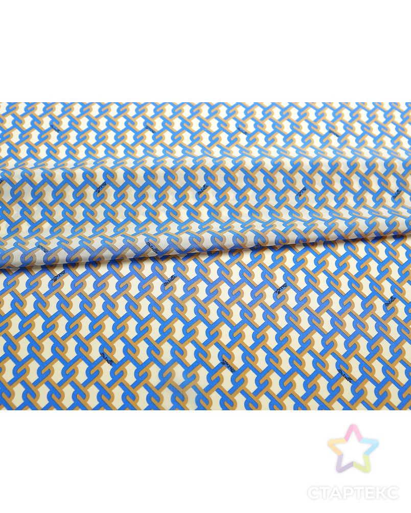Блузочный шелк с рисунком "плетение", цвет коричнево-голубой арт. ГТ-5675-1-ГТ-39-7417-2-21-1