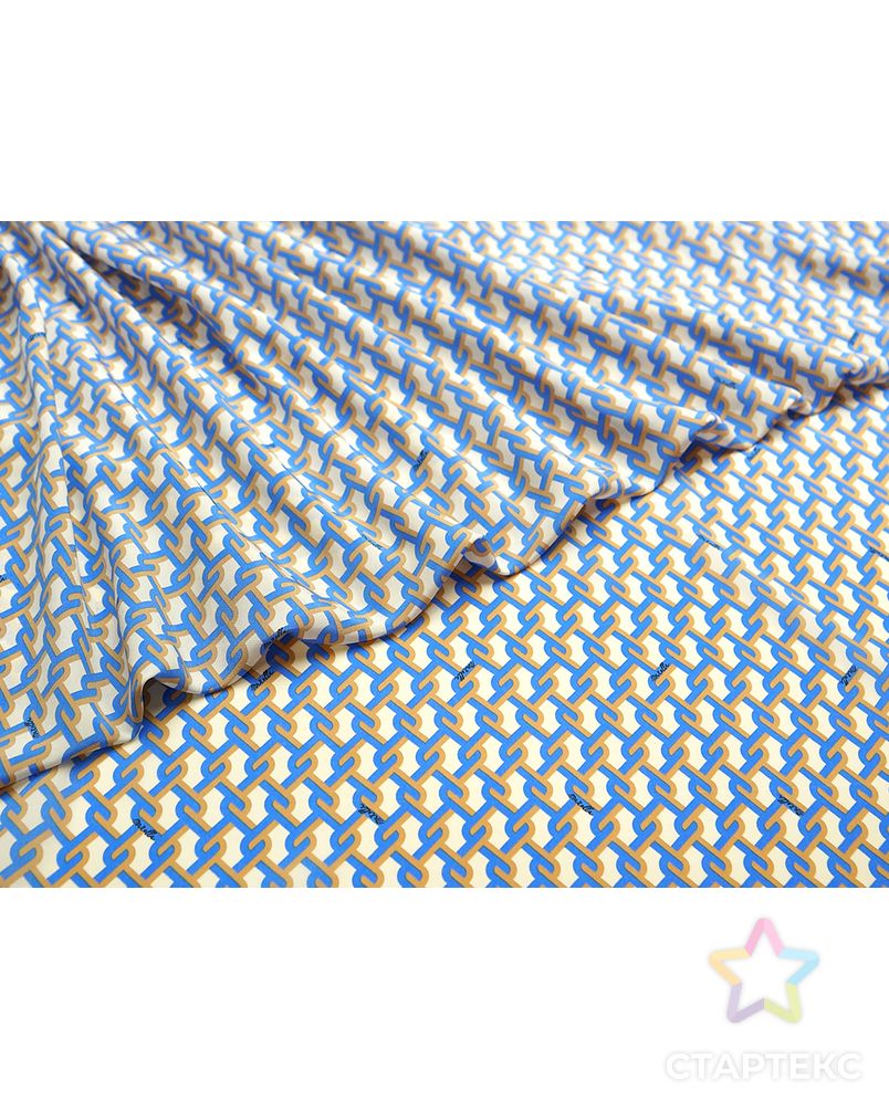 Блузочный шелк с рисунком "плетение", цвет коричнево-голубой арт. ГТ-5675-1-ГТ-39-7417-2-21-1 4