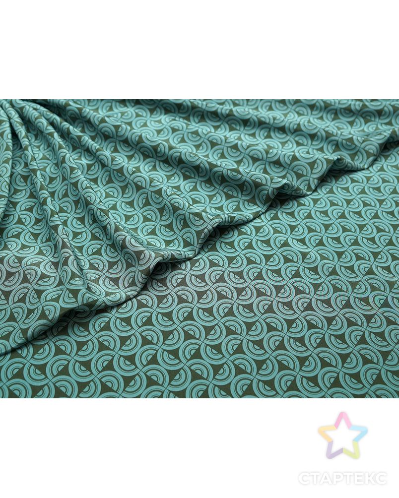 Блузочный шелк с рисунком "геометрия", цвет зелено-бирюзовый арт. ГТ-5678-1-ГТ-39-7420-14-21-1 1