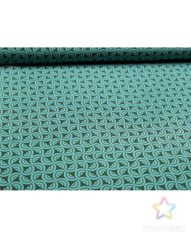Блузочный шелк с рисунком "геометрия", цвет зелено-бирюзовый арт. ГТ-5678-1-ГТ-39-7420-14-21-1 5