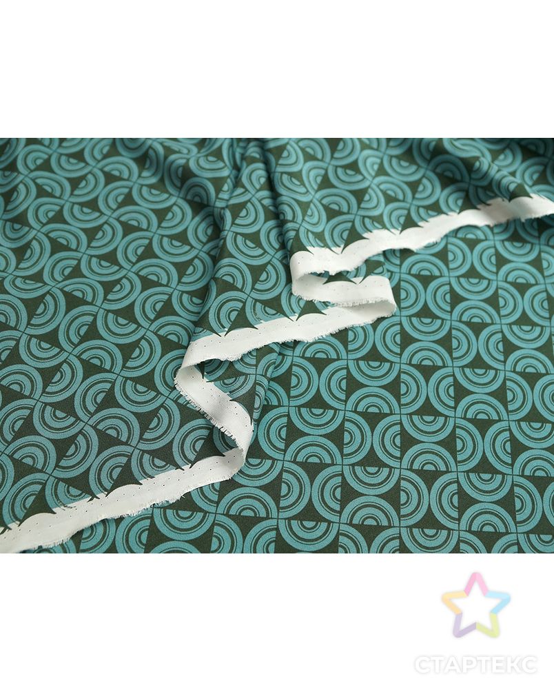 Блузочный шелк с рисунком "геометрия", цвет зелено-бирюзовый арт. ГТ-5678-1-ГТ-39-7420-14-21-1