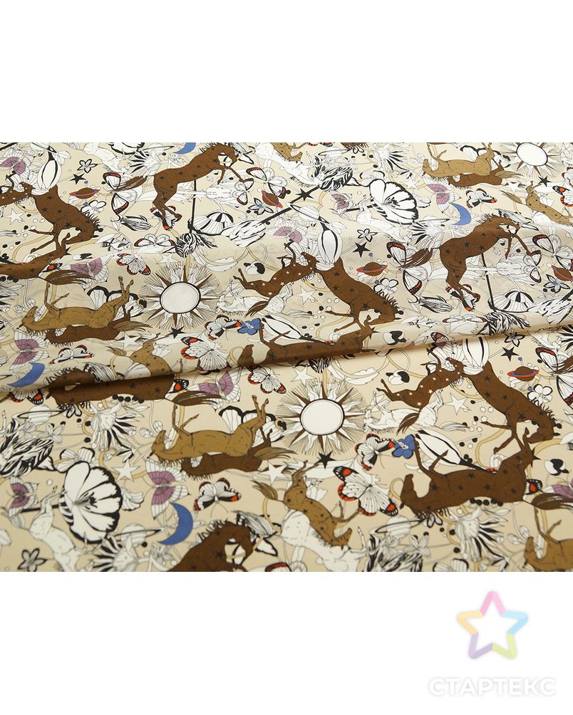 Блузочный шелк с "лошади и цветы", в коричневых тонах арт. ГТ-5682-1-ГТ-39-7425-2-21-1 2