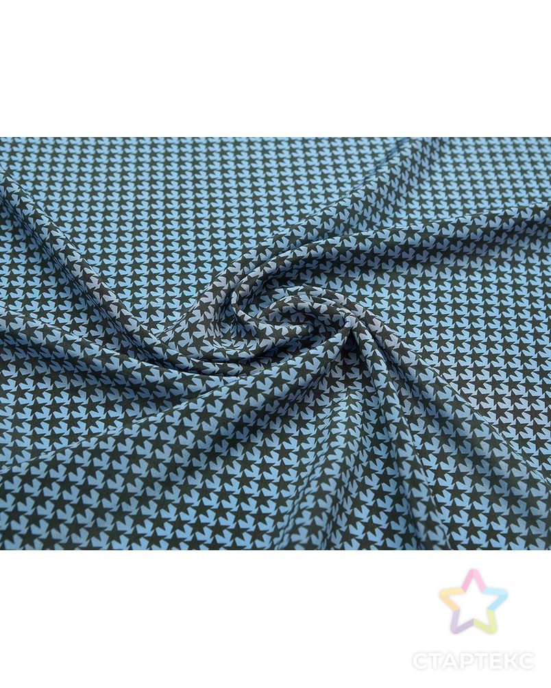 Блузочный шелк с рисунком "звезды" на синем фоне арт. ГТ-5683-1-ГТ-39-7427-2-21-1