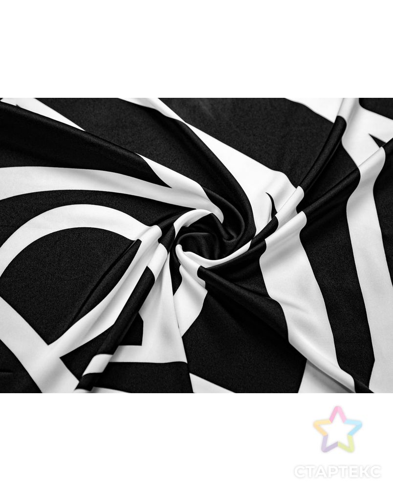 Искусственный шелк с абстрактным принтом, цвет черно-белый арт. ГТ-7221-1-ГТ-39-8923-2-37-1 1
