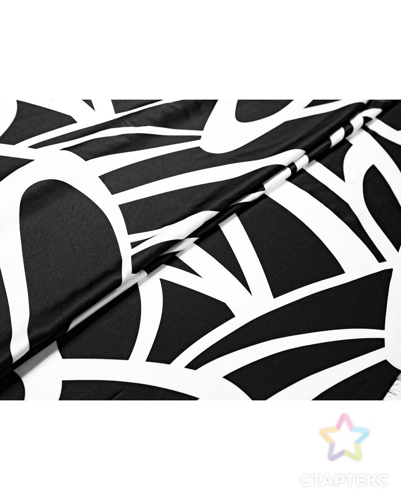 Искусственный шелк с абстрактным принтом, цвет черно-белый арт. ГТ-7221-1-ГТ-39-8923-2-37-1 2