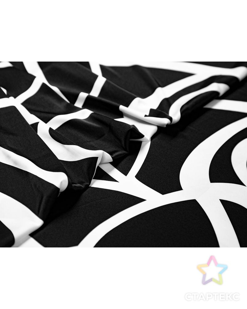 Искусственный шелк с абстрактным принтом, цвет черно-белый арт. ГТ-7221-1-ГТ-39-8923-2-37-1 3