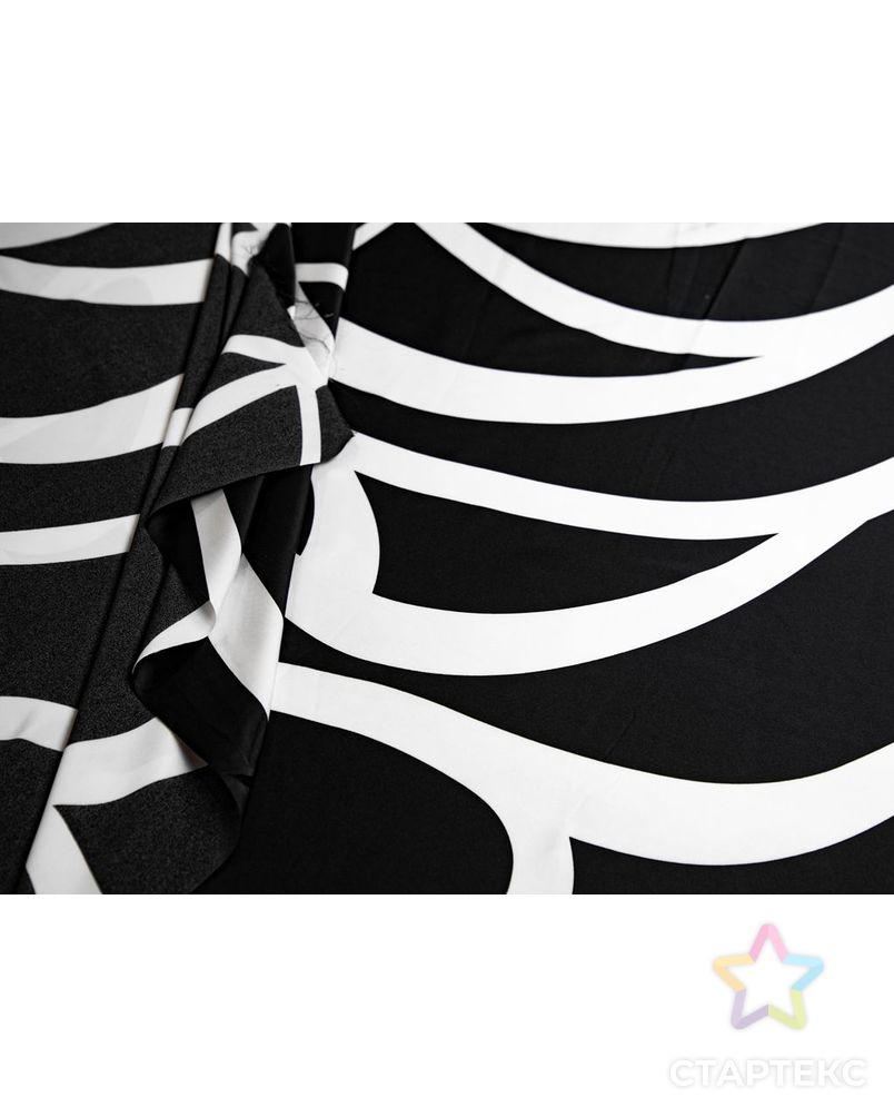 Искусственный шелк с абстрактным принтом, цвет черно-белый арт. ГТ-7221-1-ГТ-39-8923-2-37-1 5