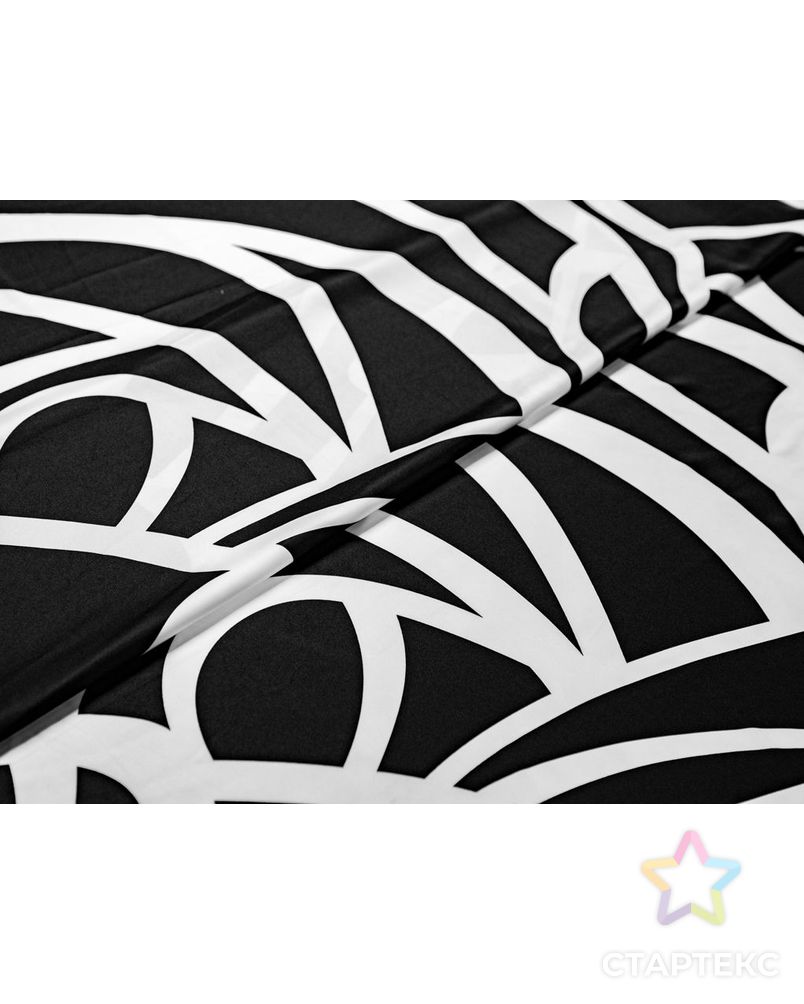 Искусственный шелк с абстрактным принтом, цвет черно-белый арт. ГТ-7221-1-ГТ-39-8923-2-37-1 6