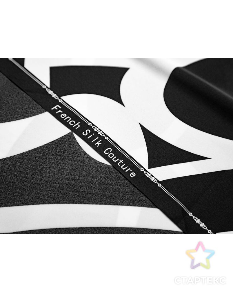 Искусственный шелк с абстрактным принтом, цвет черно-белый арт. ГТ-7221-1-ГТ-39-8923-2-37-1 7