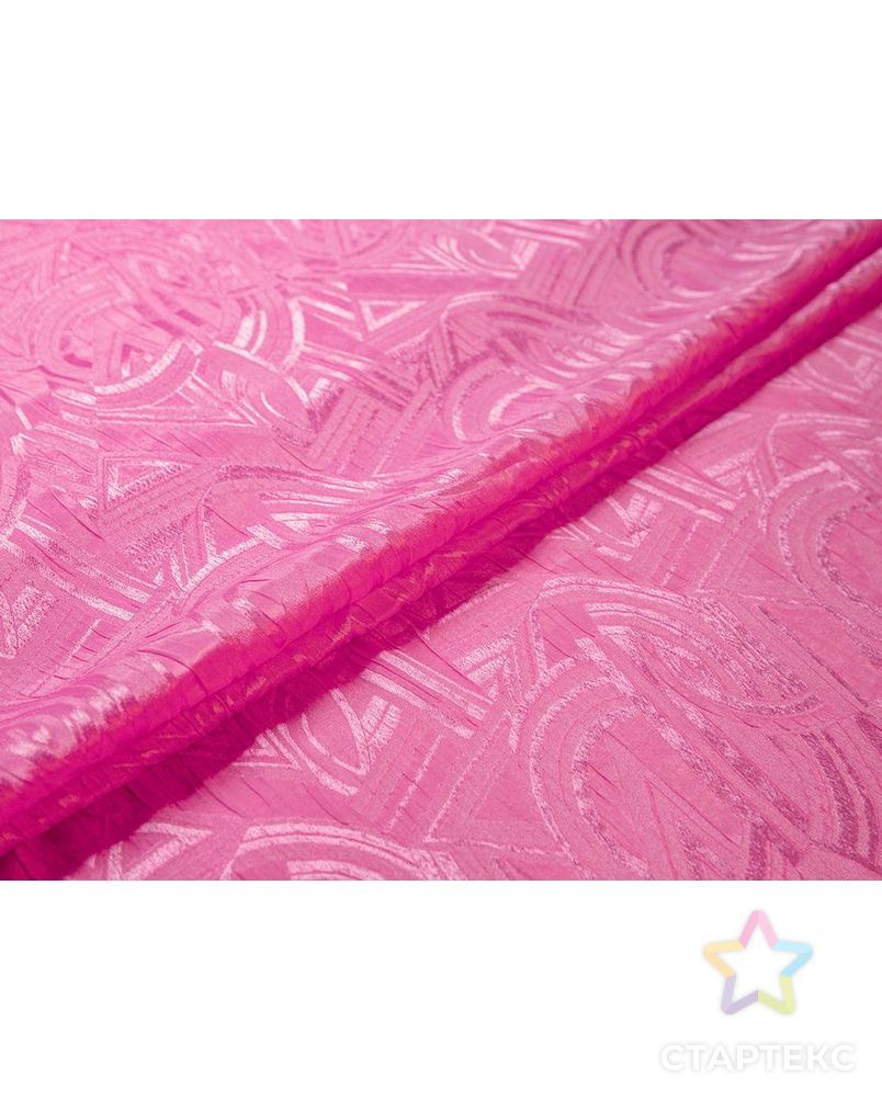 Блузочно-плательный шелк жатый с  орнаментом, цвет розовый арт. ГТ-7712-1-ГТ-39-9337-8-26-1 2