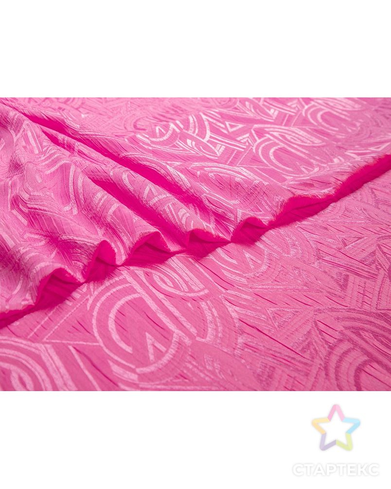 Блузочно-плательный шелк жатый с  орнаментом, цвет розовый арт. ГТ-7712-1-ГТ-39-9337-8-26-1 3