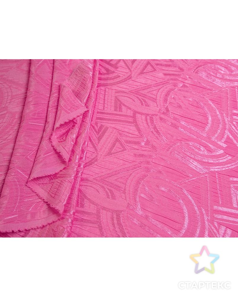 Блузочно-плательный шелк жатый с  орнаментом, цвет розовый арт. ГТ-7712-1-ГТ-39-9337-8-26-1 5