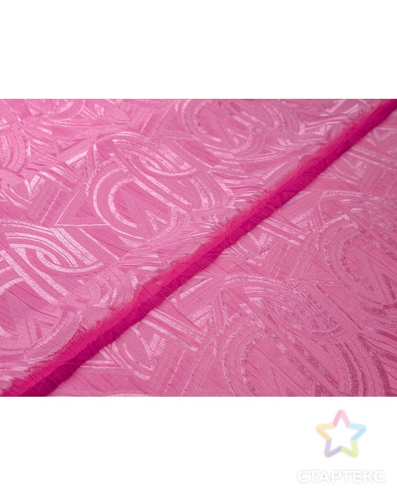 Блузочно-плательный шелк жатый с  орнаментом, цвет розовый арт. ГТ-7712-1-ГТ-39-9337-8-26-1 6