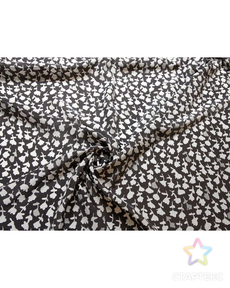 Блузочный шелк черного цвета с цветочным принтом арт. ГТ-7745-1-ГТ-39-9581-10-37-1 1