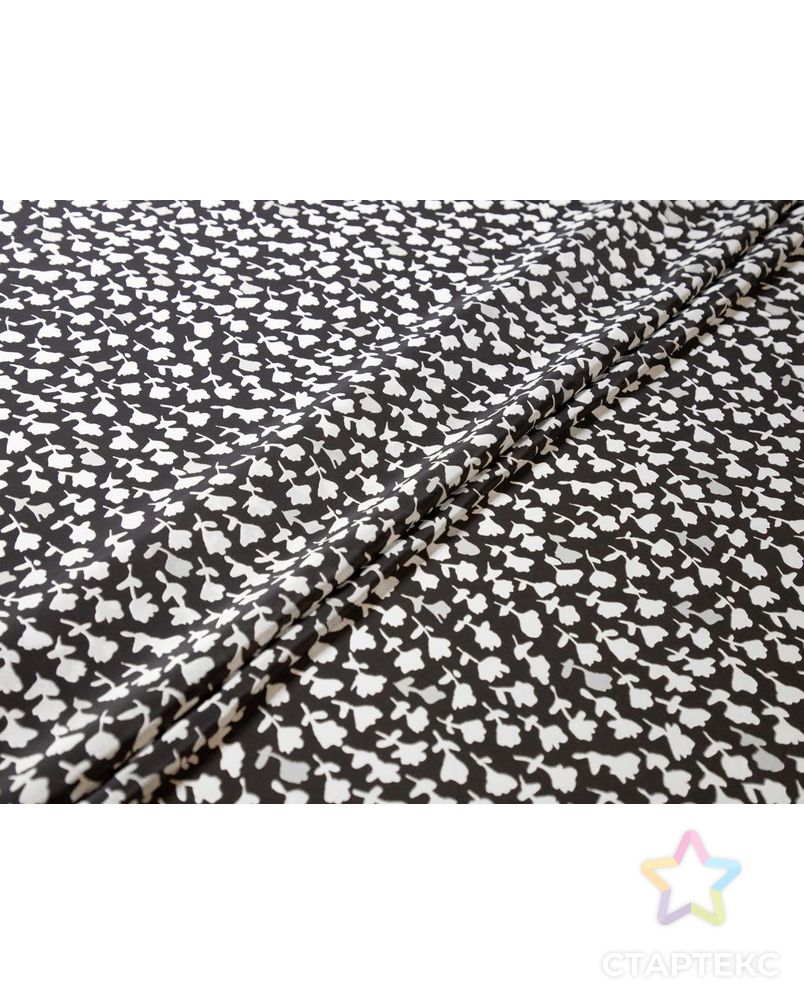 Блузочный шелк черного цвета с цветочным принтом арт. ГТ-7745-1-ГТ-39-9581-10-37-1 2