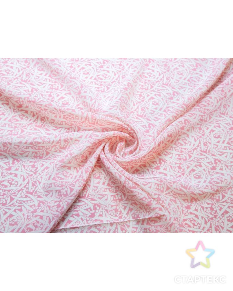 Блузочный шелк бело-розового цвета с растительным принтом арт. ГТ-7766-1-ГТ-39-9604-11-26-1 1