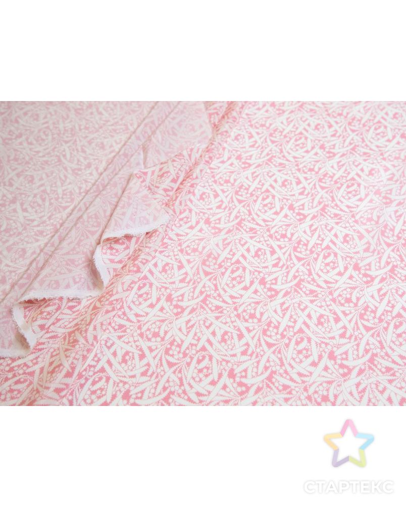 Блузочный шелк бело-розового цвета с растительным принтом арт. ГТ-7766-1-ГТ-39-9604-11-26-1 5