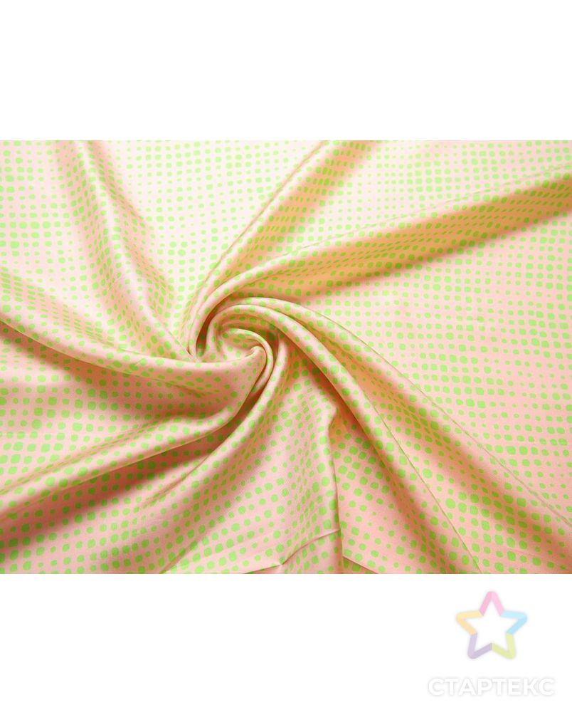 Блузочно-плательный шелк твил с геометрическим рисунком, цвет персиково-зеленый арт. ГТ-7813-1-ГТ-39-9642-2-21-1 1