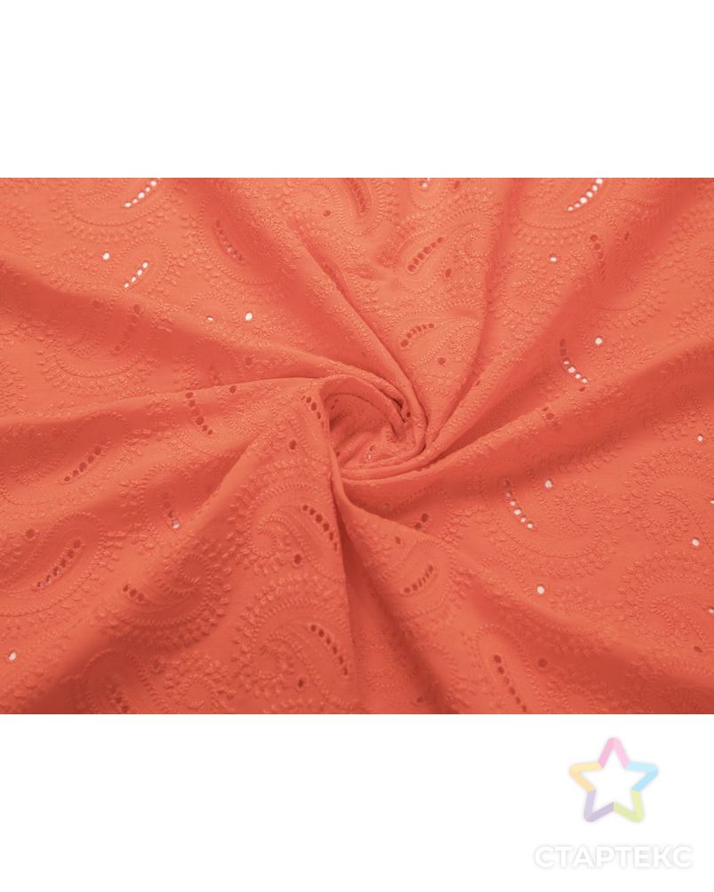 Воздушное шитье с рисунком "Пейсли", фестоны с 2х сторон, цвет оранжевый арт. ГТ-7426-1-ГТ-41-9096-8-24-3 1