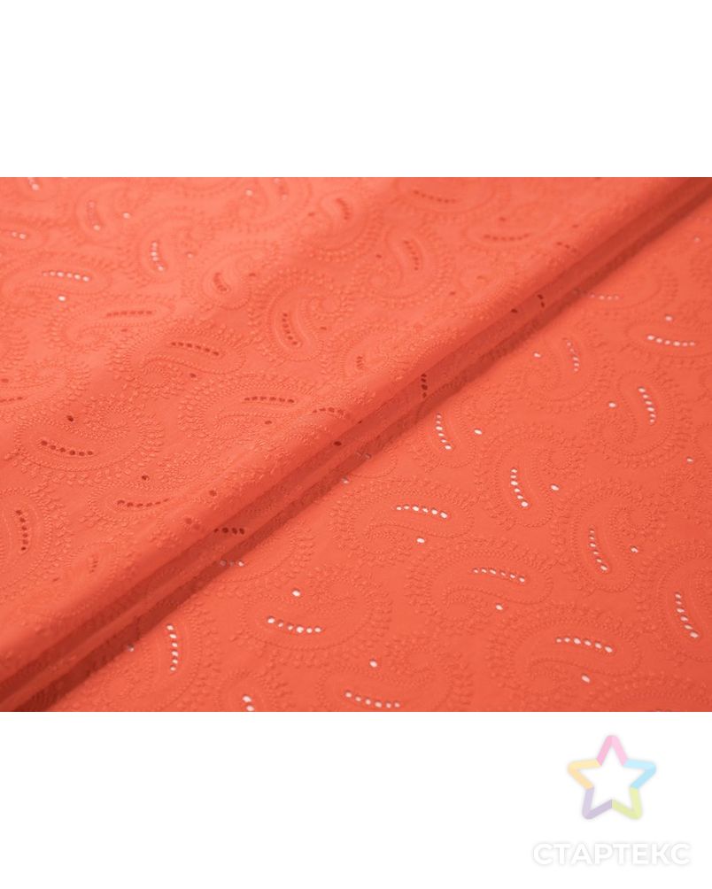 Воздушное шитье с рисунком "Пейсли", фестоны с 2х сторон, цвет оранжевый арт. ГТ-7426-1-ГТ-41-9096-8-24-3 2