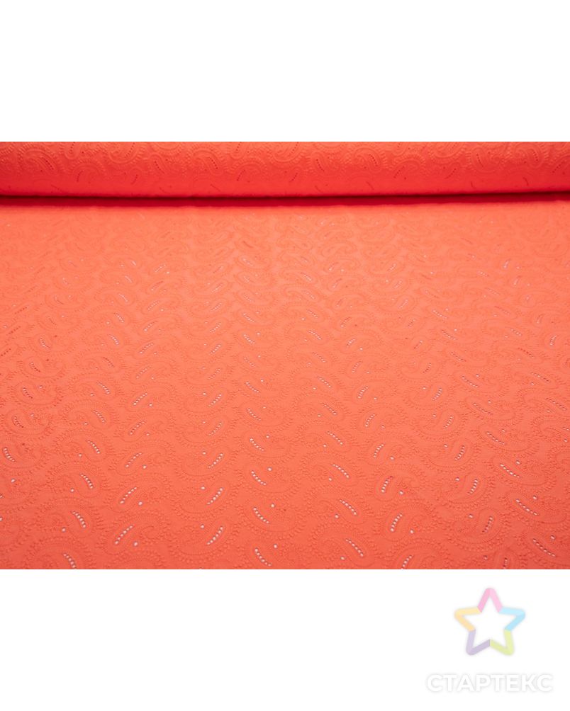 Воздушное шитье с рисунком "Пейсли", фестоны с 2х сторон, цвет оранжевый арт. ГТ-7426-1-ГТ-41-9096-8-24-3 4