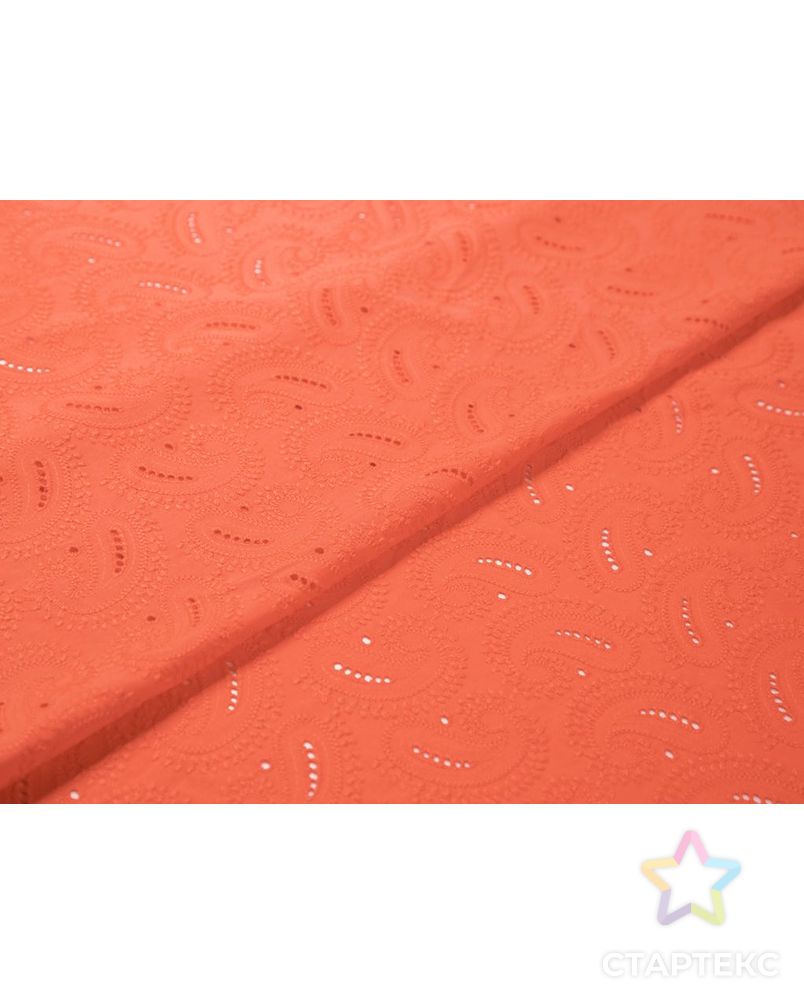 Воздушное шитье с рисунком "Пейсли", фестоны с 2х сторон, цвет оранжевый арт. ГТ-7426-1-ГТ-41-9096-8-24-3 6