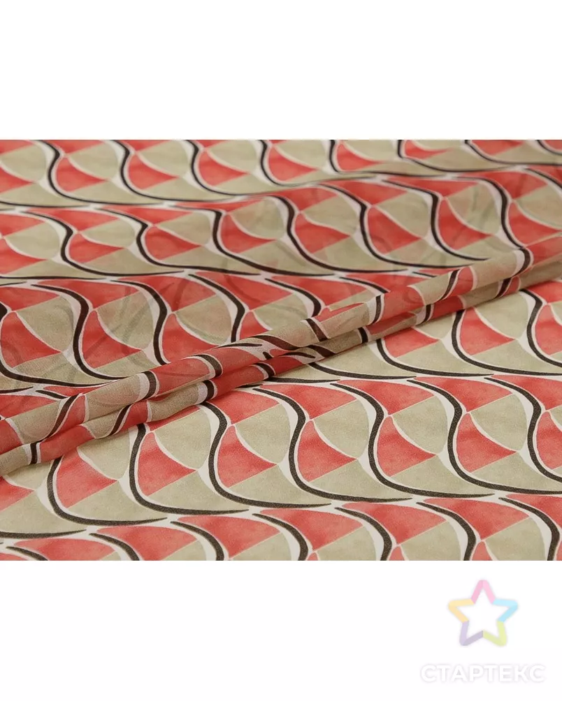 Принтованный шифон "В красно-бежевых оттенках" арт. ГТ-9593-1-ГТ42-11467-2-21-1 - рис. 2