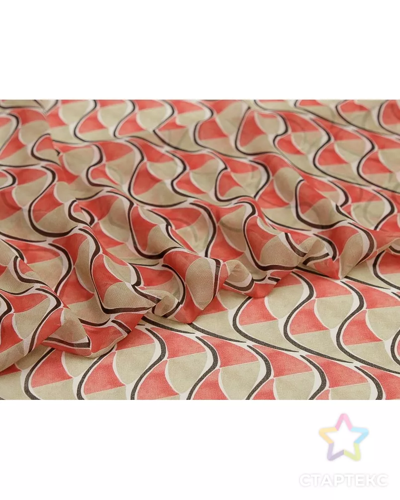 Принтованный шифон "В красно-бежевых оттенках" арт. ГТ-9593-1-ГТ42-11467-2-21-1 - рис. 3