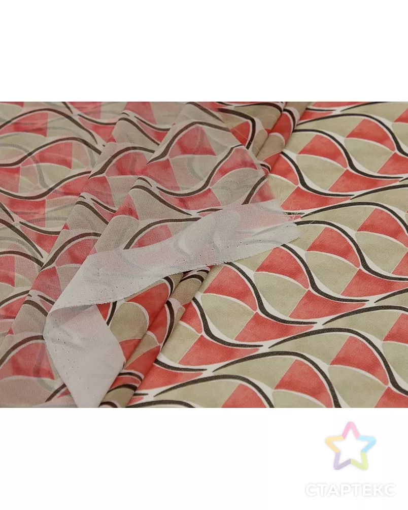 Принтованный шифон "В красно-бежевых оттенках" арт. ГТ-9593-1-ГТ42-11467-2-21-1 - рис. 5