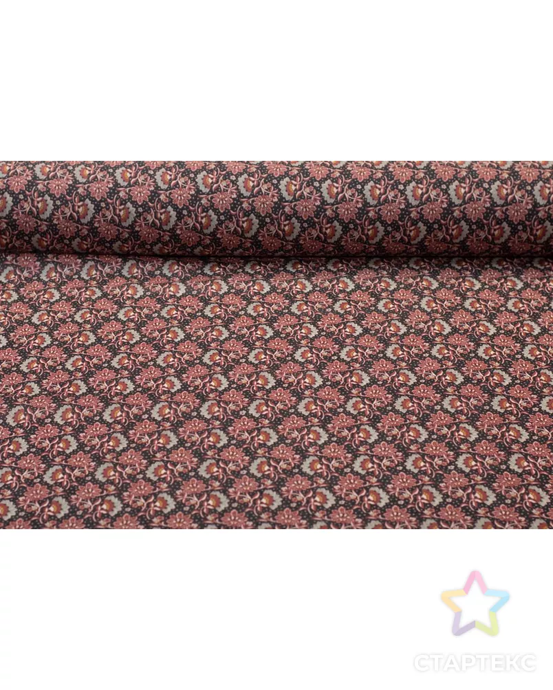 Шифон блузочно-плательный с рисунком "Сказочные цветы", в коричневых тонах арт. ГТ-6092-1-ГТ-42-7847-10-21-1 - рис. 1