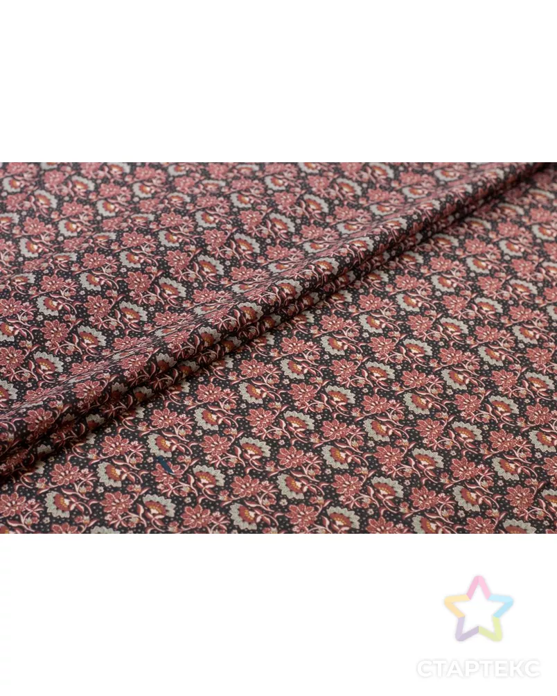 Шифон блузочно-плательный с рисунком "Сказочные цветы", в коричневых тонах арт. ГТ-6092-1-ГТ-42-7847-10-21-1 - рис. 3